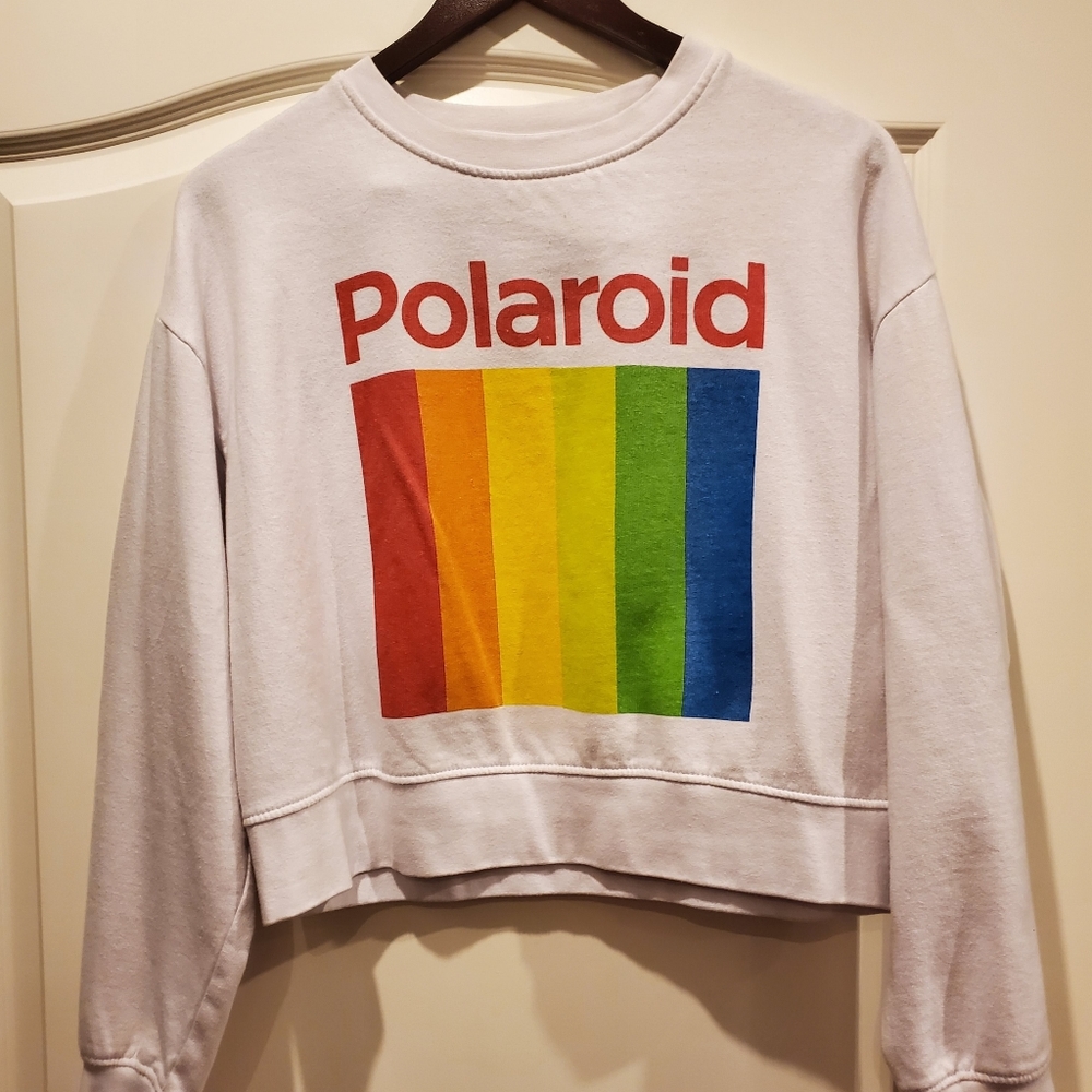 Cropped Polaroid Crewneck Sweatshirt